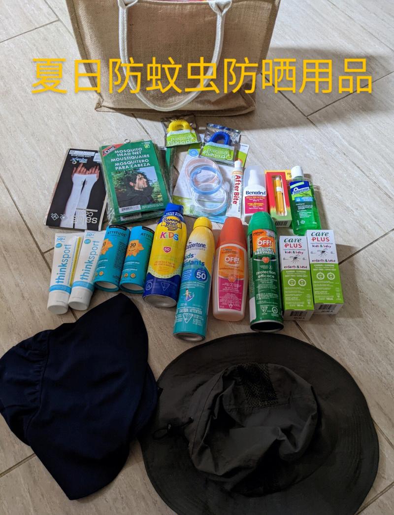 郊外短途出游防蚊虫物品摆放