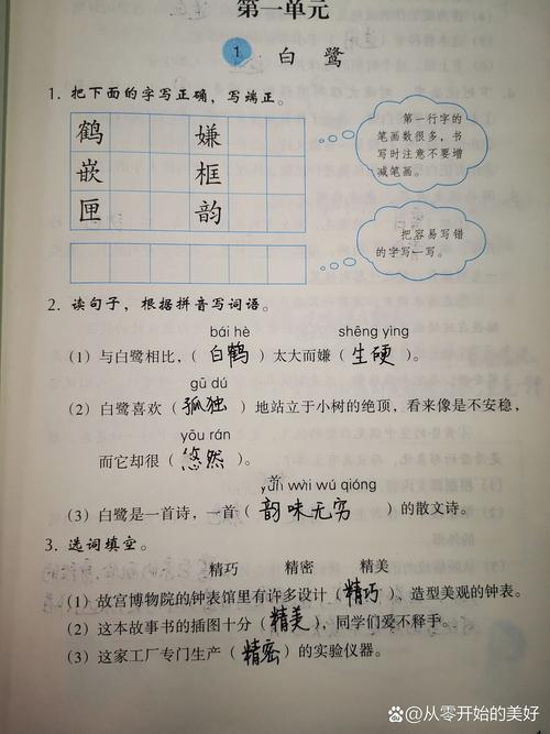 小学学区交换生夹梧桐叶的语文作业本