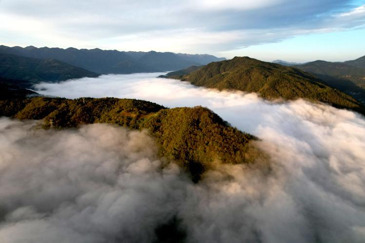 南漳板桥镇荆山山谷清晨云雾