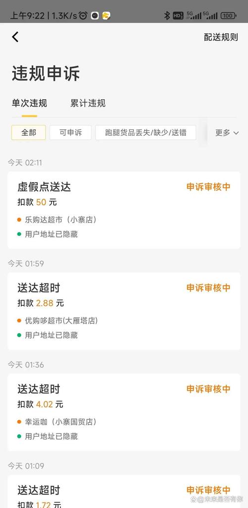 外卖平台商家流量限制违规通知截图