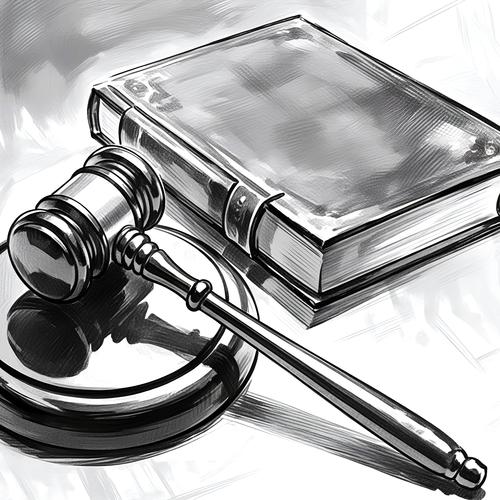 律师在法庭上激昂辩护素描