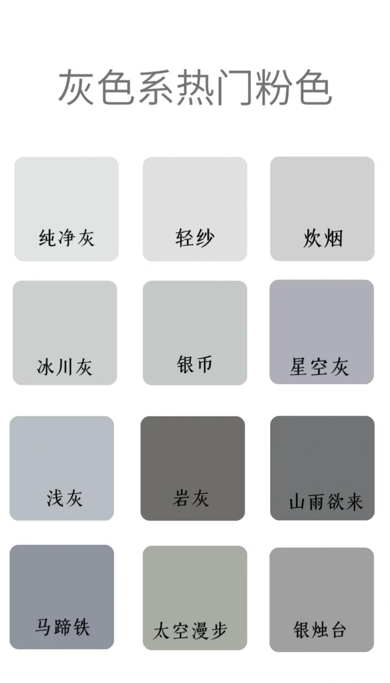 灰色乳胶漆色卡对比 浅灰中灰深灰
