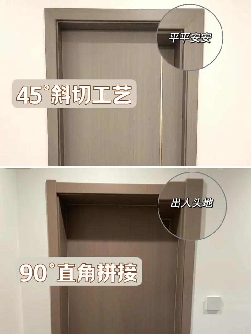 平开门门套45度斜拼安装节点特写