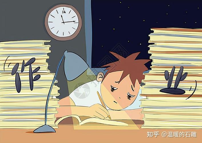 孩子深夜赶写寒暑假作业压力大