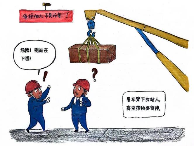 工业厂房新员工安全行为引导漫画示意图