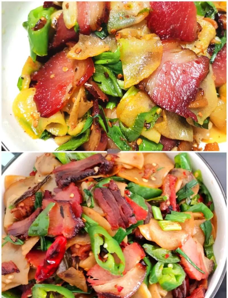 南漳农家馆干土豆片炒腊肉成品