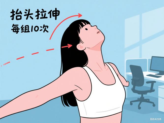 居家拉伸练习颈部侧屈动作示意图