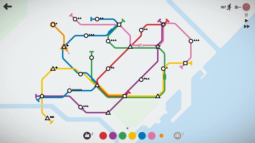 迷你地铁游戏界面极简风格截图