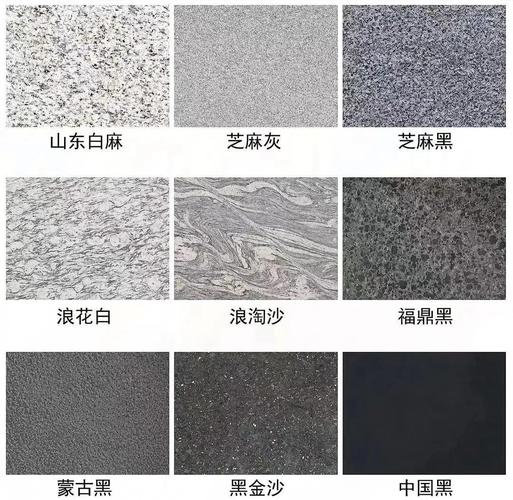 建材市场多种花岗岩样板对比