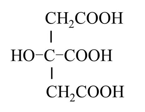 柠檬酸分子结构式化学示意图