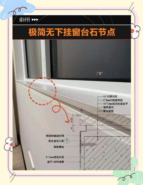 飘窗石英石台面安装节点图