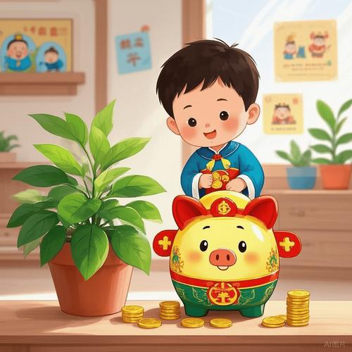 儿童卡通小猪存钱罐放零花钱场景