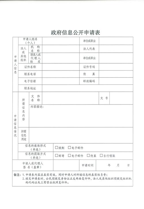 政府信息公开申请表填写示例及回复样张