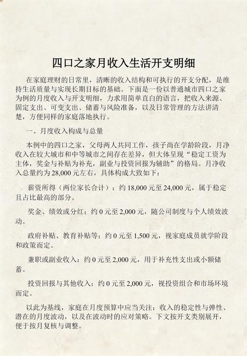 普通城市四口之家收入支出结构示意图
