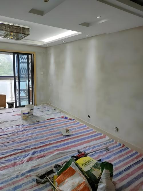 室内家装无APEO涂料刷墙施工实拍