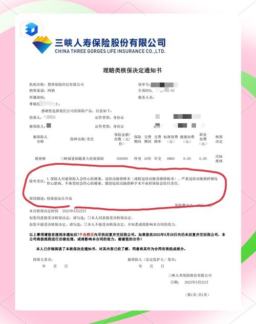 人寿保险除外承保核保通知书示例
