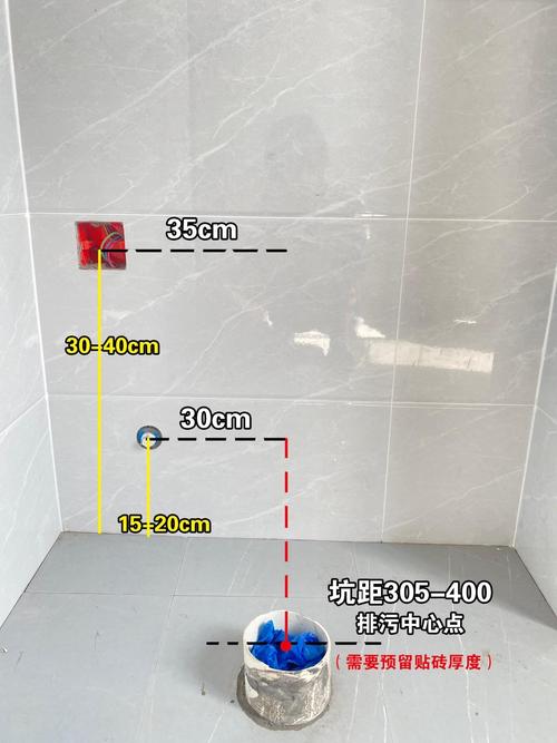 卫生间马桶坑距测量示意图墙面到排污口中心