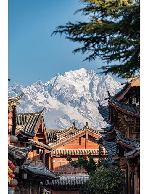 丽江古城木府远眺玉龙雪山