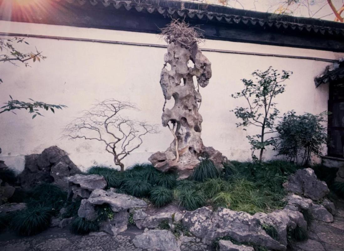苏州园林拙政园太湖石假山