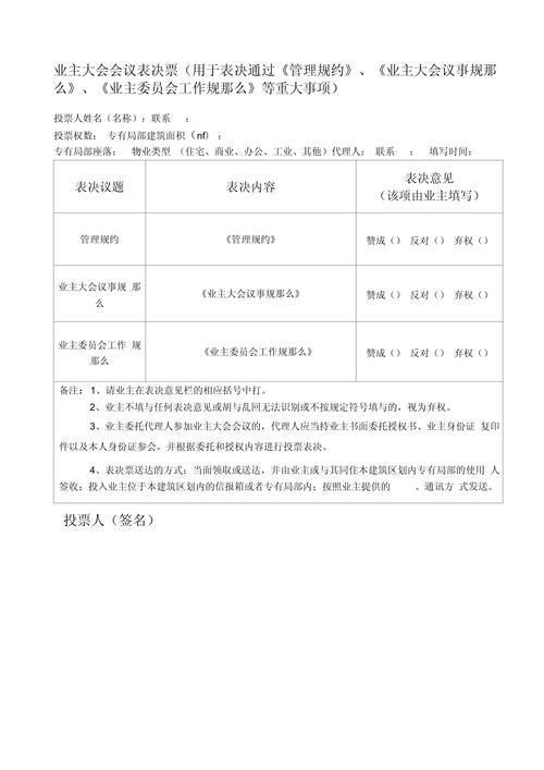 民法典业主大会决议表决比例说明表
