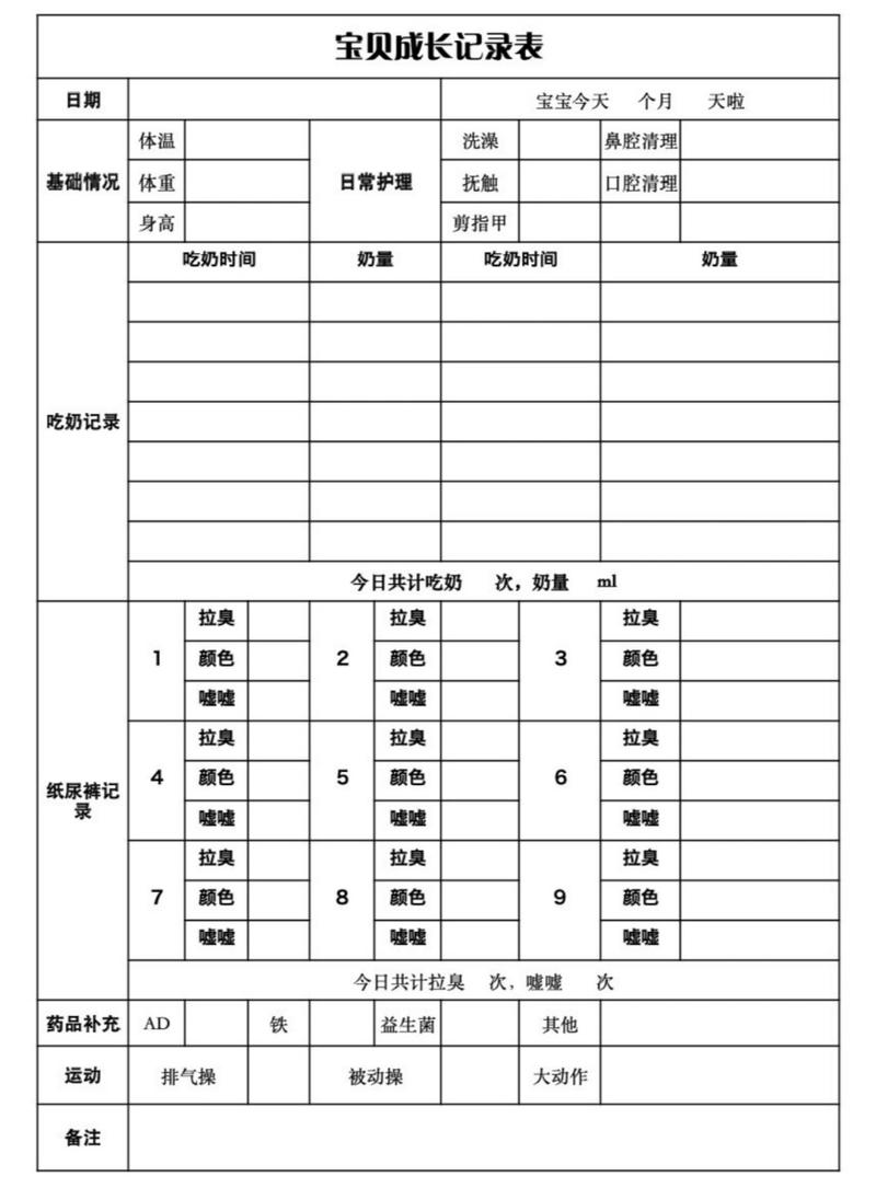 0-3岁超级宝贝分月龄免疫护理记录表