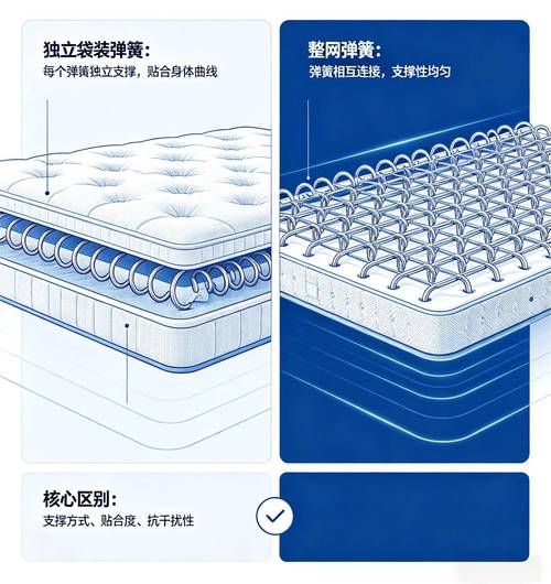 独立袋装弹簧床垫内部结构剖面图