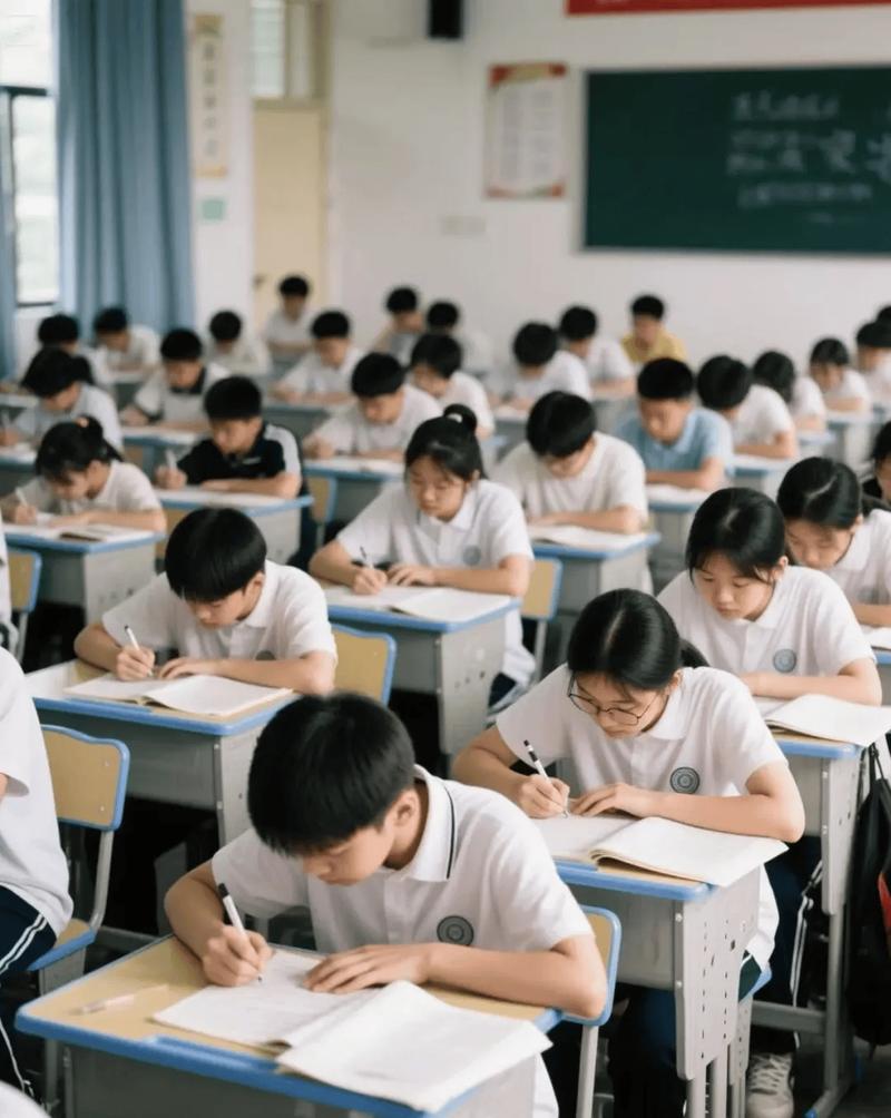 教室里学生埋头考试的氛围