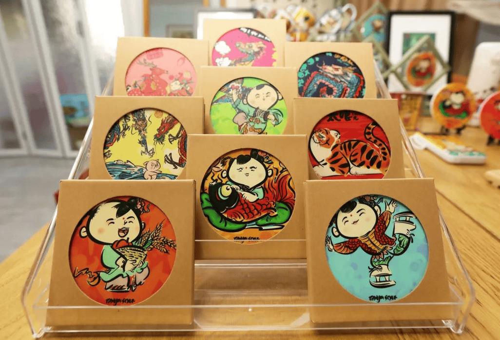 天津杨柳青木版年画胖娃娃文创冰箱贴