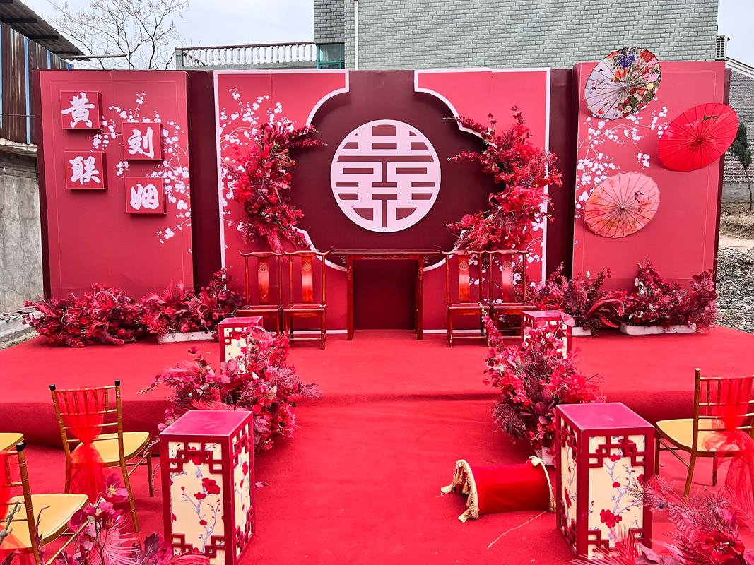 新中式婚礼青碧色中国结户外布置