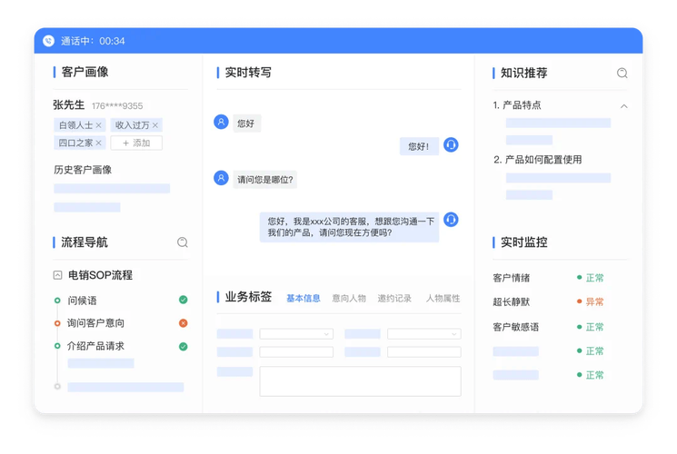 智能客服用户需求分层流转界面