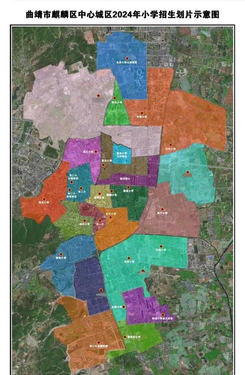 2024年某市城区多校划片入学范围分布图