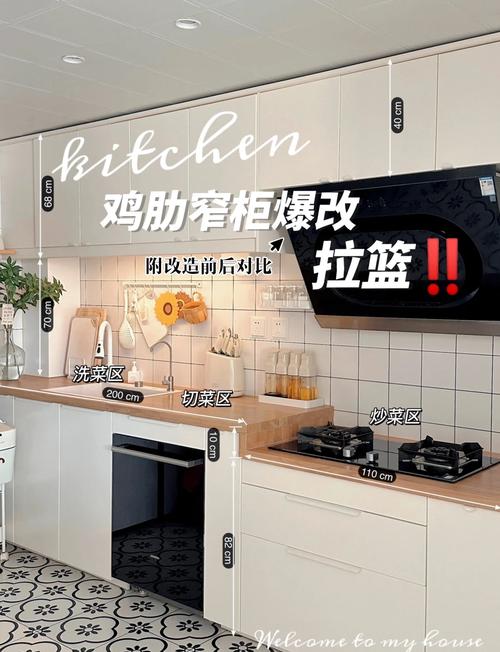 厨房地柜装拉篮前后空间利用对比图