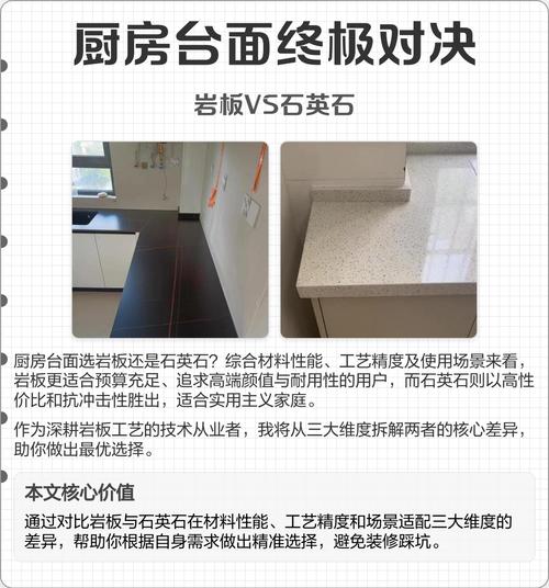 中岛台石英石岩板台面材质对比
