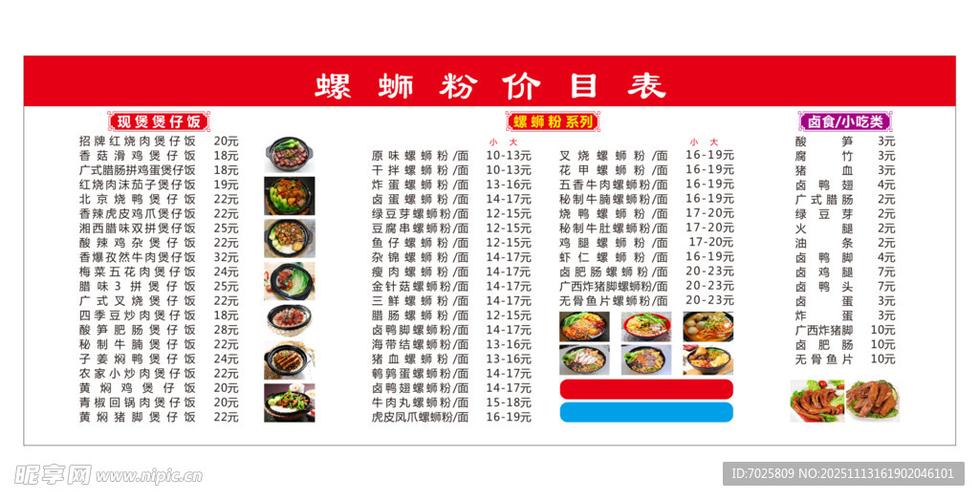 柳州螺蛳粉加料价格表