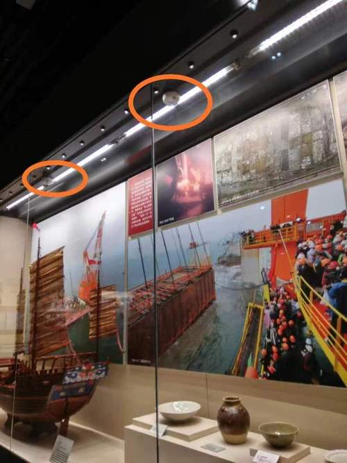 国有博物馆展柜红外报警传感器触发实景