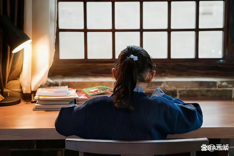 孩子独自在书桌前发呆的侧影