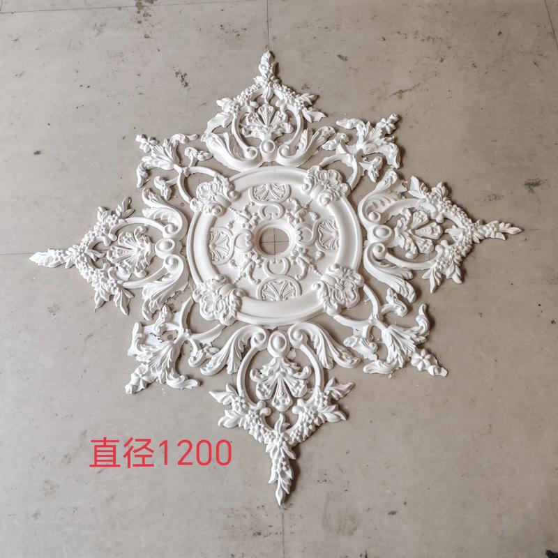 欧式奢华客厅石膏线角花灯盘全貌