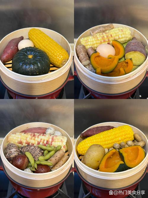 家常蒸锅蒸制食材摆放示意图