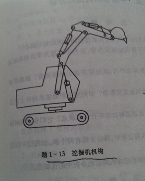 教学用挖掘机连杆机构运动简图手绘