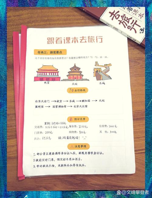 中学生课堂分组制作文旅游记手册实拍