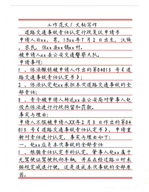 行政复议申请书填写规范实拍