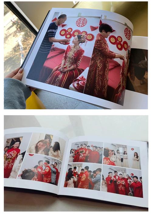 婚礼纪念册实物内页展示，平摊效果