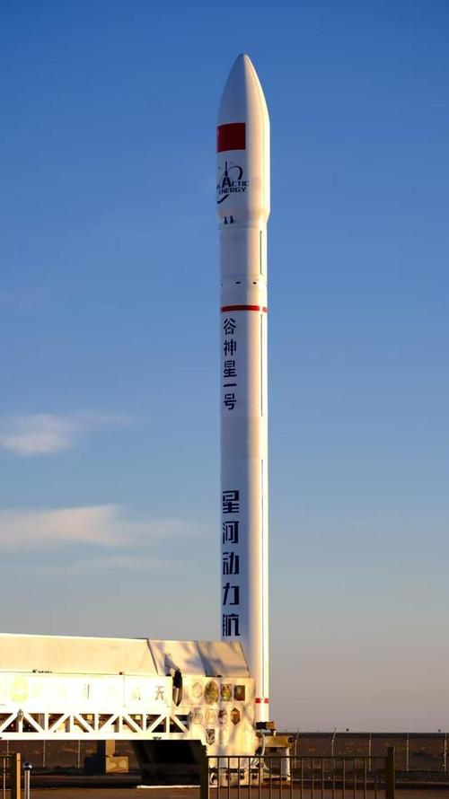 中国酒泉商业航天发射场整装待发的小型运载火箭