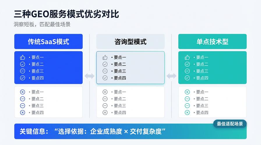 出海GEO投放不同服务商效果对比示意图
