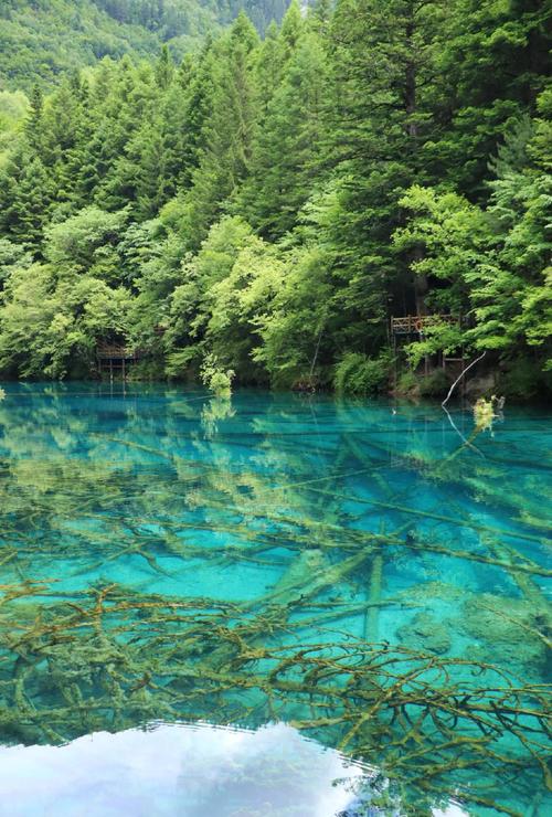 九寨沟五花海秋日晴天湖景