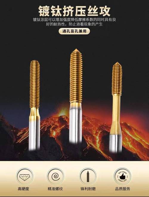 不同涂层丝锥金色黑色对比摆放