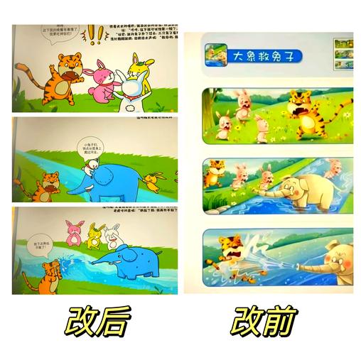 大象与兔子学习游泳的寓言插图