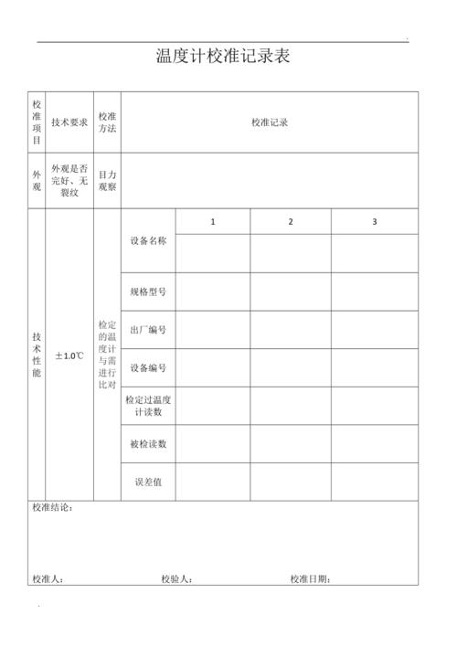 喷涂车间涂料粘度温度校准记录表