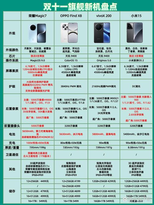 历代旗舰数码产品外观参数对比图