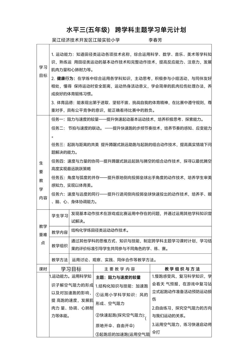 高中新课标跨学科主题学习活动教案示例